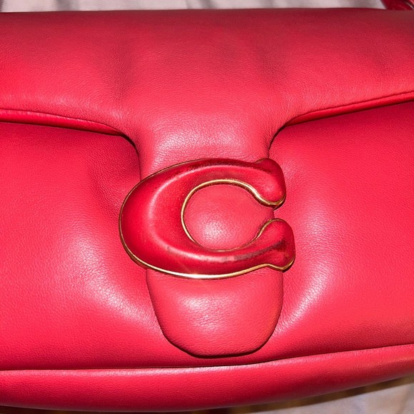 Coach Pillow Tabby Shoulder Bag 26, Red Apple, Leather, Small Purse, C Logo - Picture 2 of 13